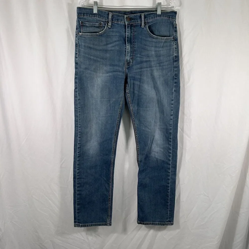 Levis 505 Jeans Men's 36x32 Medium Wash Denim Pockets Button Zip Cotton Blend